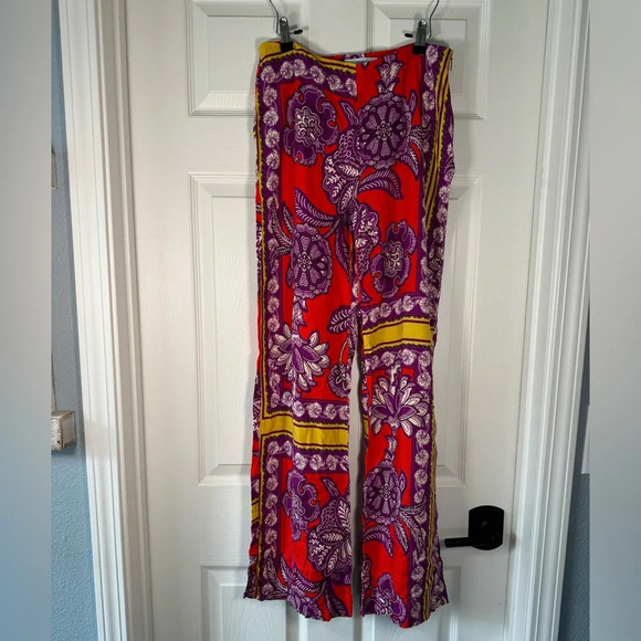 Mango MNG Culottes Palazzo Pants Printed Design Italian Fabric Size 6 Women’s - Picture 1 of 8